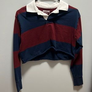 American eagle cropped stripped long sleeve polo shirt